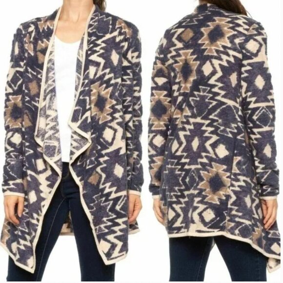 Lucky Brand Women's Size L Aztec Drape Front Open Cardigan - Picture 1 of 7